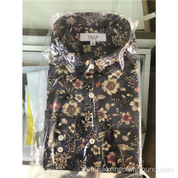 Camisa con estampado clásico de algodón de alta calidad para hombre